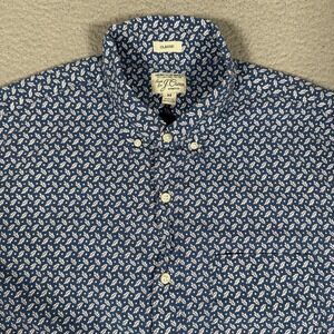 J Crew Shirt Mens Medium Blue Feather Classic Fit Casual Preppy Button Down
